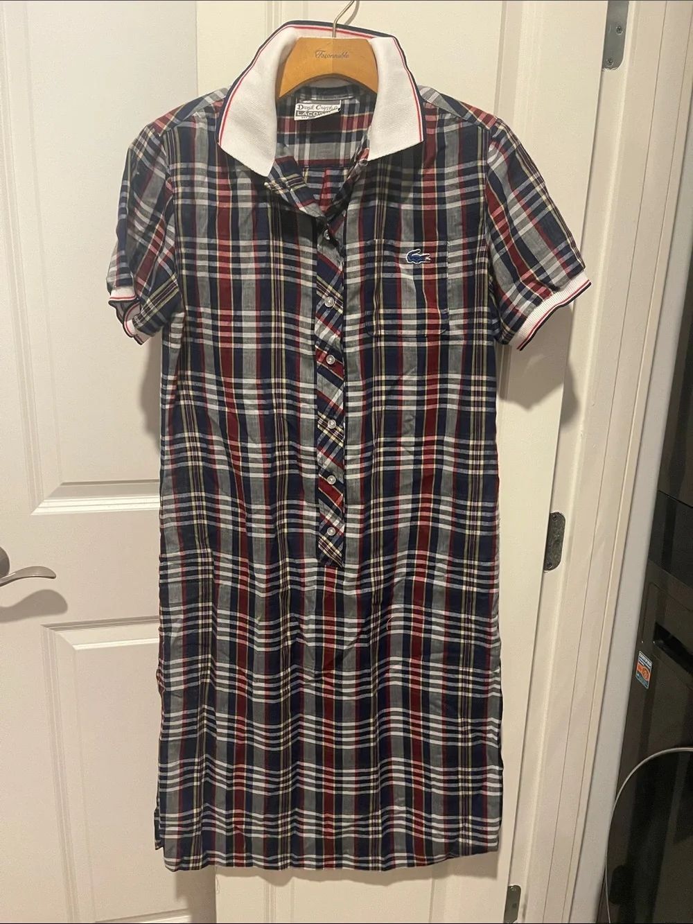 Lacoste Navy, Red & White Plaid Polo Dress